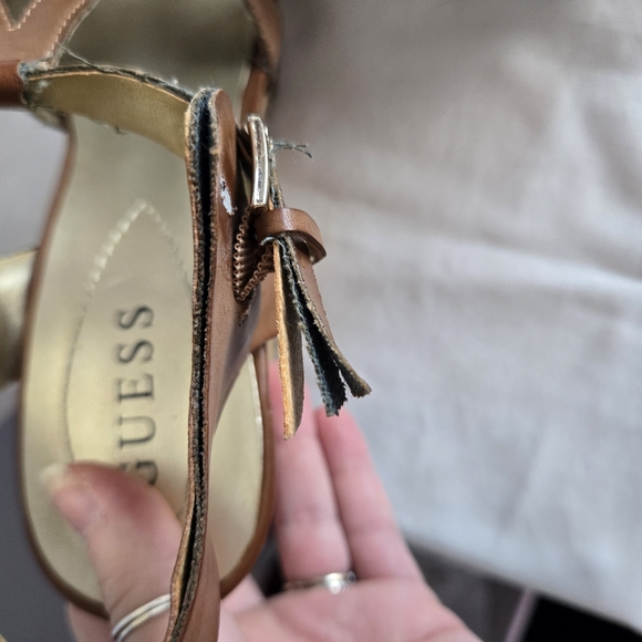 GUESS Brown Strappy Women's Wedges - Picture 6 of 6